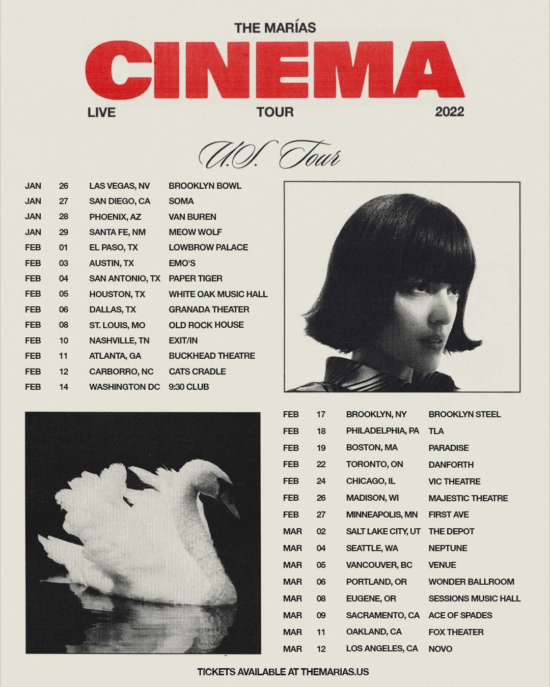 The Marías on Twitter "CINEMA TOUR! all tickets on sale this friday at