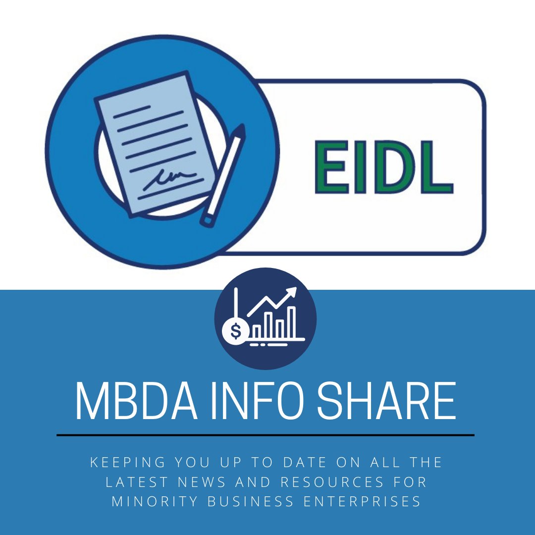USMBDA's tweet photo. Eligible small businesses, nonprofits, sole proprietors and independent contractors can still apply for a #COVID19 Economic Injury Disaster Loan. Learn more about EIDL here: https://t.co/ZVMcJipC21
#minoritybusiness #WinningtheFutureNOW  #MBDAInfoShare https://t.co/ycP25bjBlP