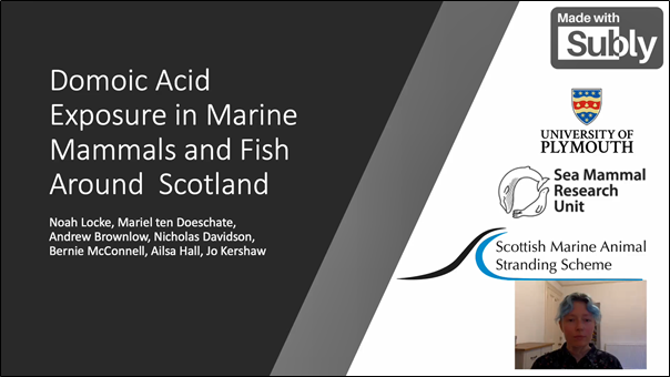 UKIRSC_SMM's tweet photo. DYK #harmfulalgalblooms have been increasing since the 80s? @NoahMLocke from @PlymUni (in collab with @strandings and @_SMRU_) is investigating the spatial and temporal effects of #domoicacid exposure in #marinemammals in Scottish waters using #strandings and #prey data #UKIRSC21 https://t.co/mxvDqMiEi1