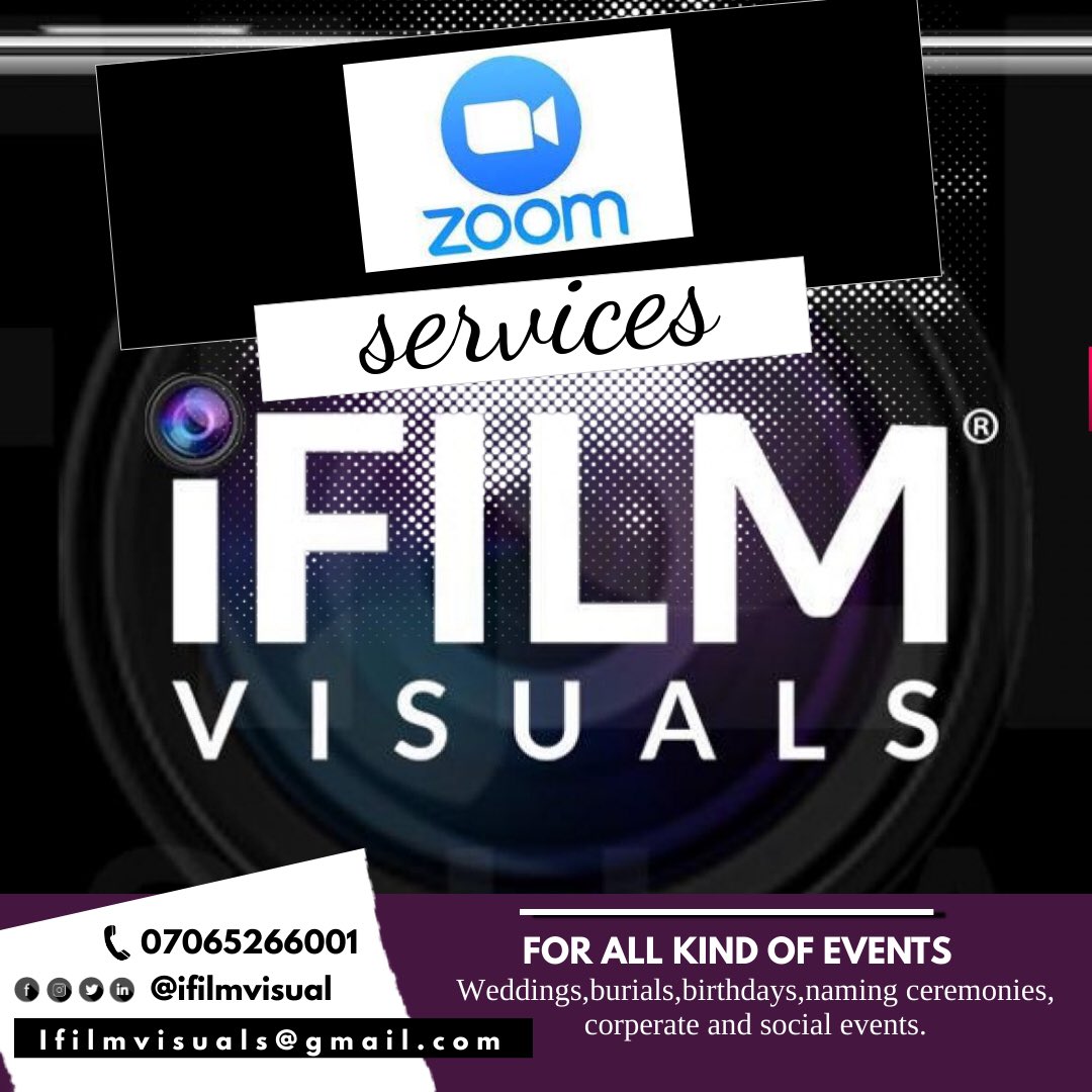 ifilmvisuals's tweet photo. Visit @ifilmvisuals for your Zoom streaming service for your events. We offer the best Zoom coverage for all manner of events. Corporate, Social, Birthdays, Burials, Weddings, Parties and Sport events. We are open to traveling. #events #eventplanning #weddings #corporateevents https://t.co/dsjRym8Cz9