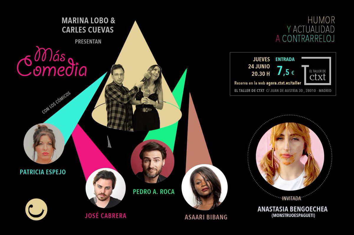carlescuevas's tweet photo. Se va a hablar en #MasComedia de La Casita del Papagayo?
Pue ser.
🎫 https://t.co/oqOTC1LCmh
Con les cómiques:
🎤 @Josedelacabrera
🎤 @PatMirror
🎤 @asaaribibang
🎤 @PedroARoca
Dos presentadores:
@marinaLobL y @carlescuevas
Y @mespagueti!!!!!!!!! https://t.co/IjC26LSGK6