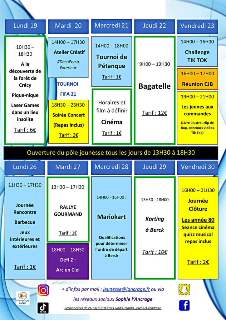 lancrage's tweet photo. PLANNING JEUNESSE ÉT 2021 - https://t.co/1ERDIJKEMS https://t.co/herQ1YSjhD