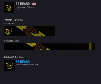 Silver_Hobbit's tweet photo. My 2X #Destiny2 : Be Heard Emblem Giveaway has begun! Two Lucky Guardians Will receive this Emblem!

Rules: Just Retweet to enter!

It's Currently 1:00PM CDT on June 21st, I will Draw My Two Winners at 1:00PM CDT on June 22nd! (In 24 hours)Thank you all, and Good Luck! 😊♥️ https://t.co/QP2M1BXLxz