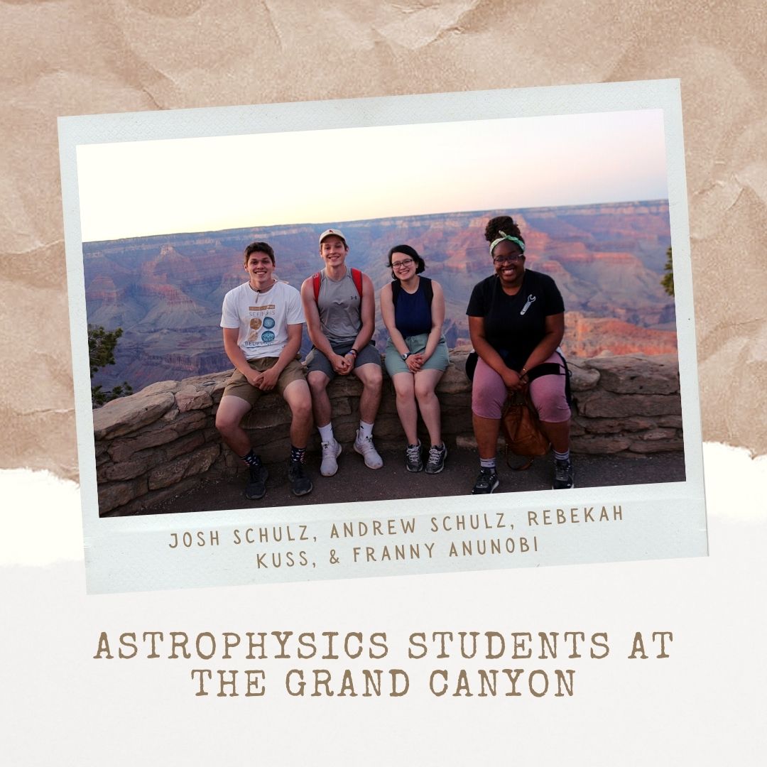 Saint Martin's astrophysics students, Josh Schulz, Andrew Schulz, Rebekah Kuss and Franny Anunobi, watch the setting sunset as they visit the Lowell Observatory and the Grand Canyon this summer.