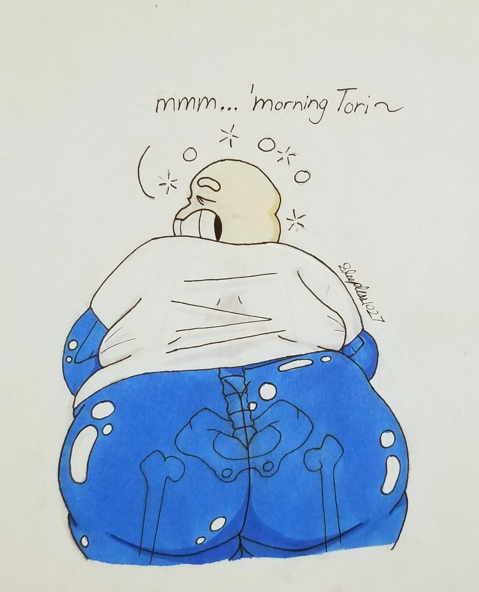 Self indulgent fatass Sans because why not. #fat #chub #superchub #ssbhm #weightgain #maleweightgain #fatsans #undertum