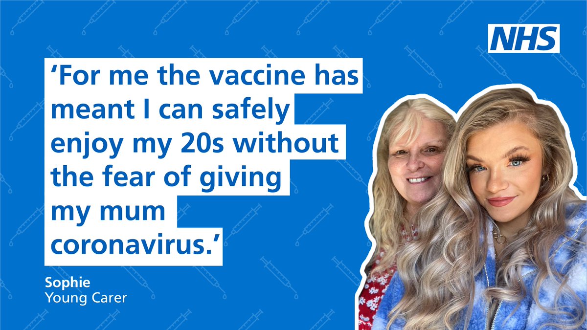 The vaccines are safe, effective and save lives, and it’s never too late to get your jab. Everything we’re doing to stop the spread of the virus is making a difference.

Join Sophie and book your #NHSCovidVaccine now. All adults are now eligible. nhs.uk/covid-vaccinat…