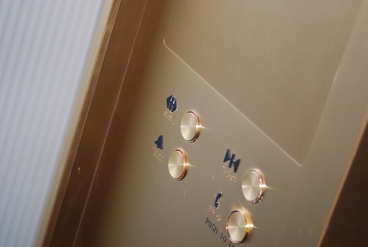 New cabs that we finished up last week at 320 Bay. A brass design that gives off a modern look to the cab. The detailed bend of the handrail and the flooring puts it all together to make a design that blows people away. #vdfvertical #cabs #elevatorworld #elevator #urbantoronto