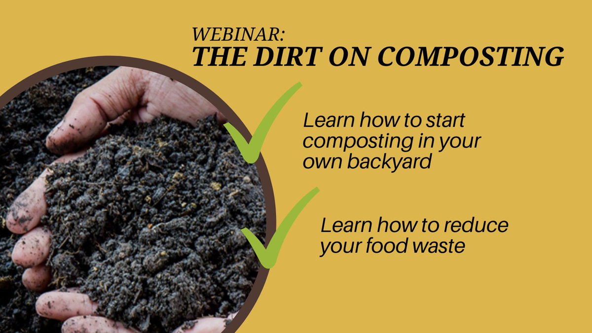 ZeroWasteNash's tweet photo. The 'Dirt on Composting' webinar is currently open for registration! Join us on Tuesday, October 26 at noon to learn more about the benefits of composting. You'll also have a chance to win an Earth Machine Compost Bin.

Registration is required ➡️ https://t.co/e8UGlAEUpQ. https://t.co/j06SKRa0Pr