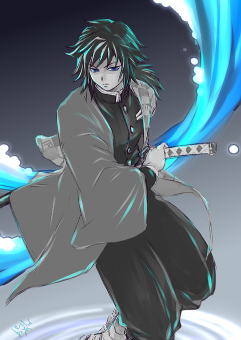 ぼやさんがTwitterに投稿した冨岡義勇(鬼滅の刃)のイラスト。