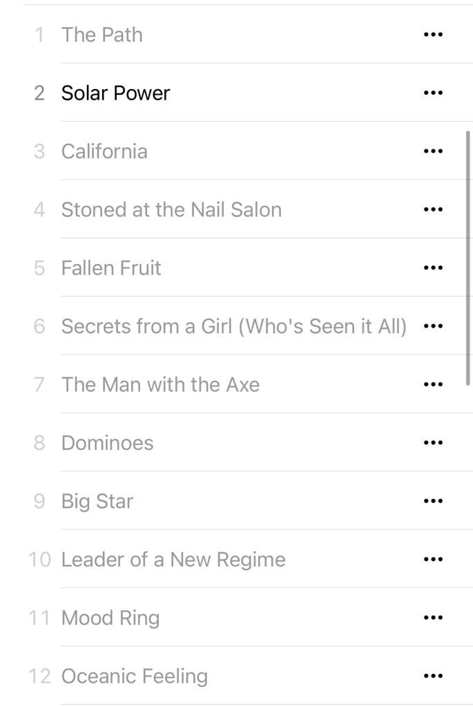 stillcIouds's tweet photo. AAAAAAAAH THE TRACKLIST FOR SOLAR POWER https://t.co/1VIeUhf51x