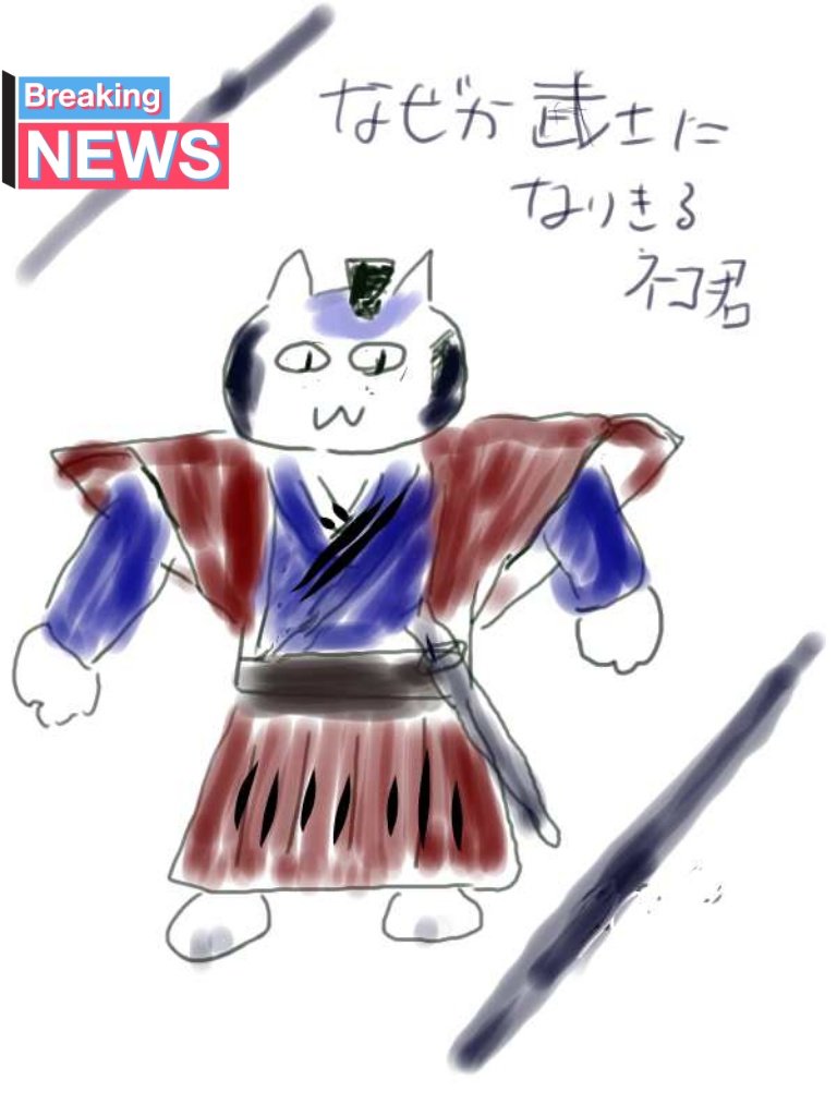 ネコ君物語 イラスト なりきり猫シリーズ なぜか武士になりきるネコ君