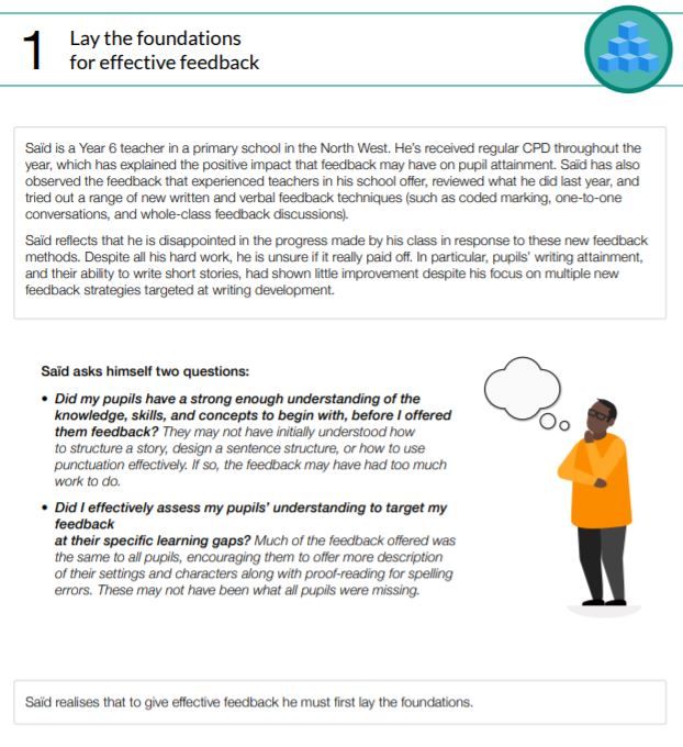 EducEndowFoundn's tweet photo. These Feedback Vignettes are designed to help teachers reflect on their current practice and contextualise the evidence from our latest guidance report.

Download here: https://t.co/iWYDp9YxbD https://t.co/r4jZuUbVCE