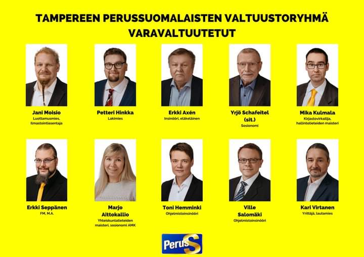 PSTampere's tweet photo. Tässä vielä valtuutettumme, sekä varavaltuutettumme. Valtuustoryhmän järjestäytymiskokouksessa valittiin: 
-pj @LassiKaleva
-1. vpj, tekniikan lisensiaatti @JoonasKiviranta
-2. vpj, sairaanhoitaja @MarikaHPuolimat.
-sihteeri, eduskunta-avustaja Erkki Seppänen (@miliisimusic) https://t.co/rKFvzDrReQ