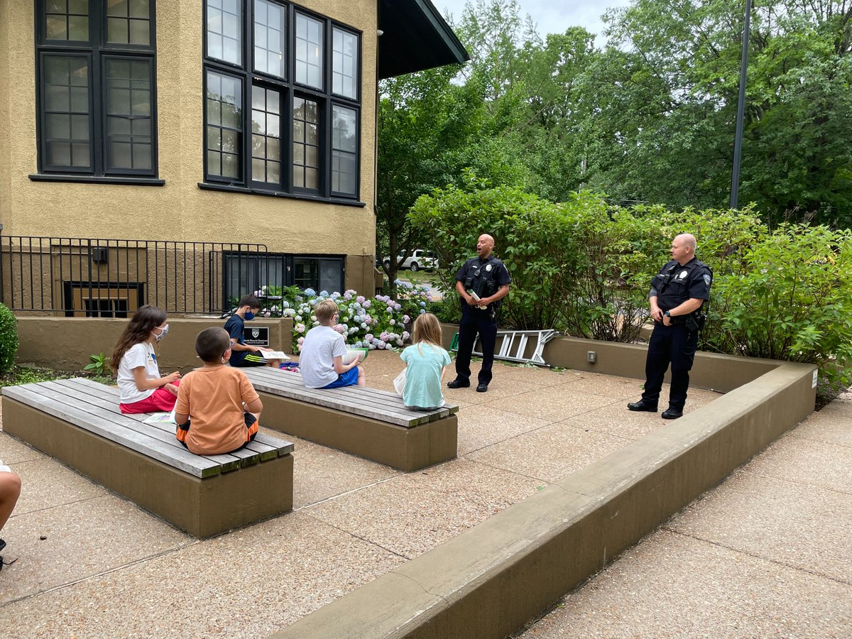 Wilson_School's tweet photo. So appreciative of our officer friends @CityofClayton for teaching campers bicycle safety today before the big ride #wilsonsummercamp2021  #forestpark https://t.co/qz5cqd6yx8