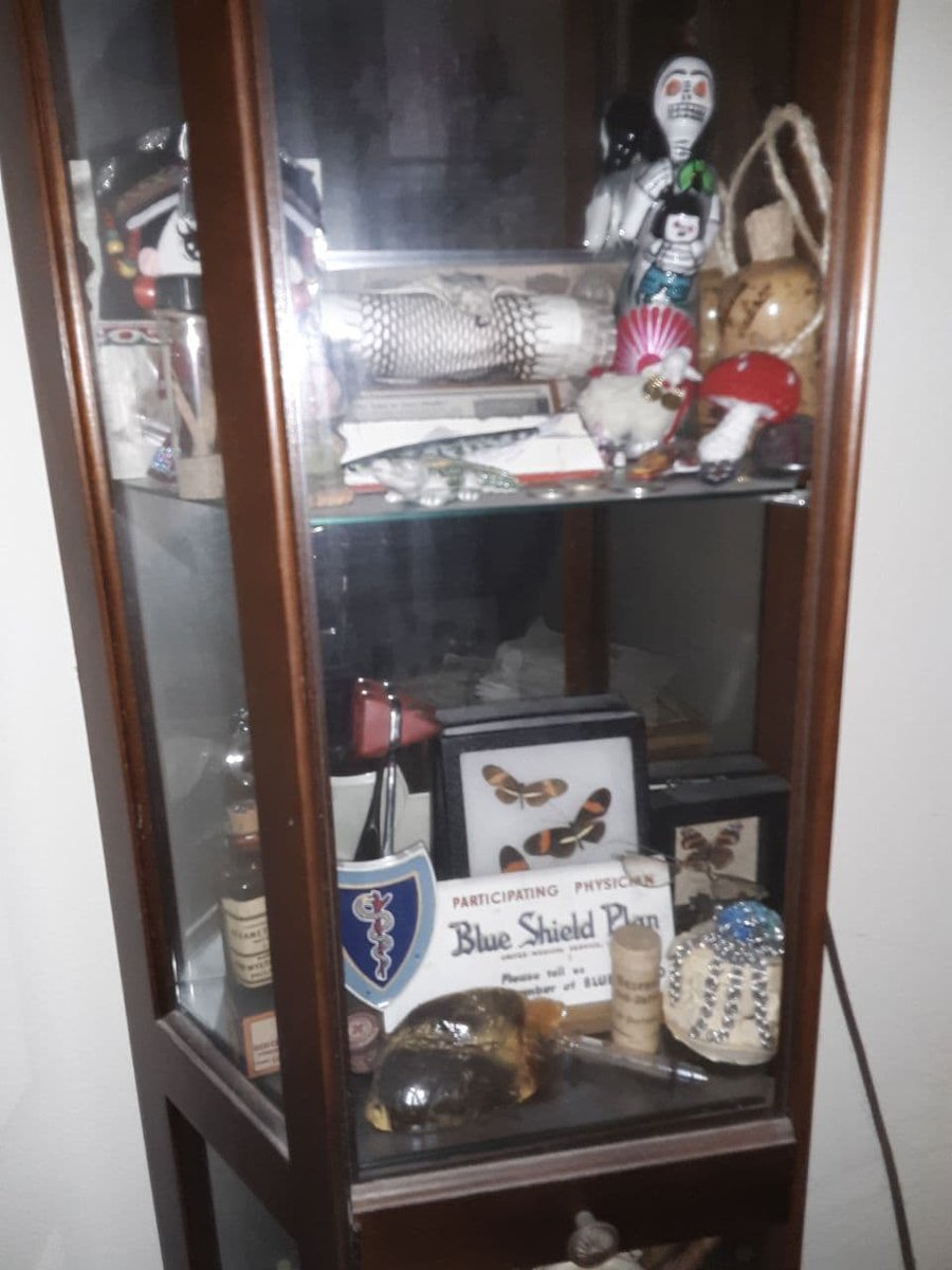 KMarzinsky's tweet photo. Today was the first day of the #KeanUniversity summer Writer's Retreat! I'm so excited to work with everyone! In response to our first prompt, here is one window to my world: my wunderkammer. #writreat https://t.co/GYoIUqBHvc