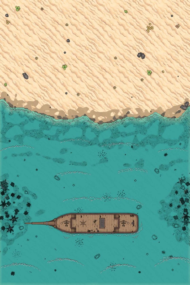 helpactionnet's tweet photo. Our hosts often make custom maps for their games so we thought we would share some of them with you! Here is a battle map that Dix made for a beachfront pirate ambush for his group playing in Greyhawk. https://t.co/vVbRhnCToS