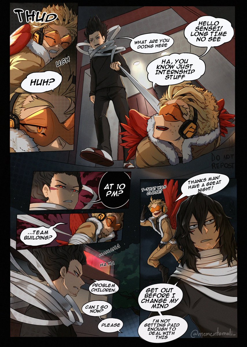 Part of the great collab we made with the amazing @elo_from_mars for @bnhablazeit 😂🧡 Dabi causing problems to heroes even when he's not around and Aizawa is having none of that 😂

If you wanna find out what happened please read Elo's fic https://t.co/Bl7eUK7fCB 😆👌 