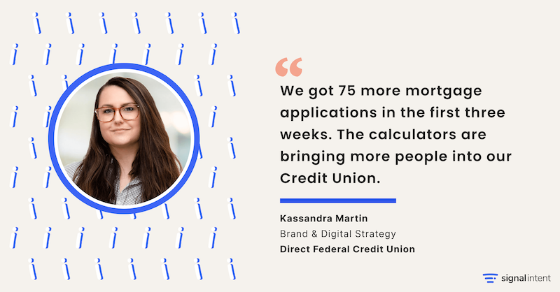 FinancialBrand's tweet photo. See how Kassandra at Direct Federal Credit Union gained 75 additional mortgage applications in just three weeks: https://t.co/9nOl4OKuWJ

@Signal_Intent https://t.co/GK6C9RrURT