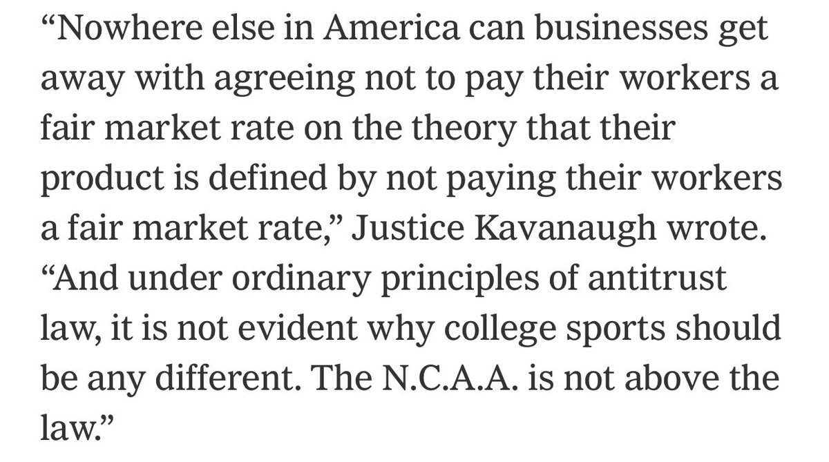 SportsLawLust's tweet photo. 40 years ago the Supreme Court ruled against the NCAA in a case called Board of Regents. That decision turned college sports into a billion dollar business.

If history repeats itself, today’s decision will pave the way for student-athletes to FINALLY profit from those billions. https://t.co/snWMSlCbyz
