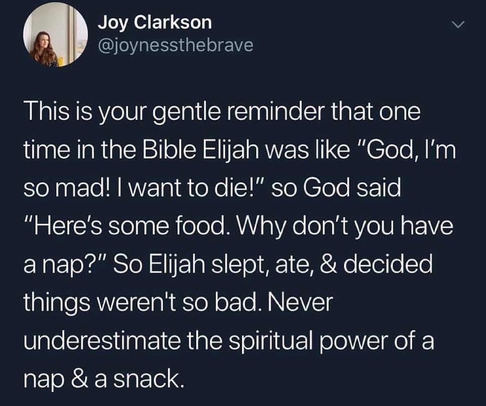 MomMadeMighty's tweet photo. Words of wisdom from @joynessthebrave. #elijah #biblesays #biblicaltruth #momlife #selfcare https://t.co/mPzOZpaSk6