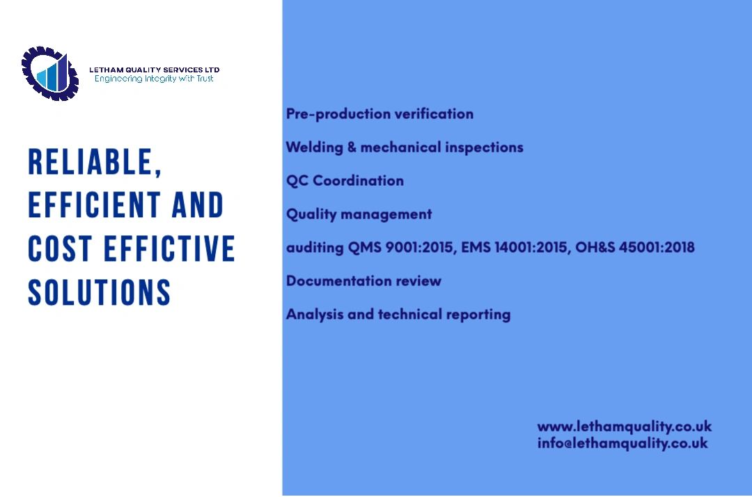 Letham Quality services can provide all your #inspection and #quality requirements.  #welding #forge #pipework #NDT #mechanical #QA/QC #auditing #documentation #engineering #energy