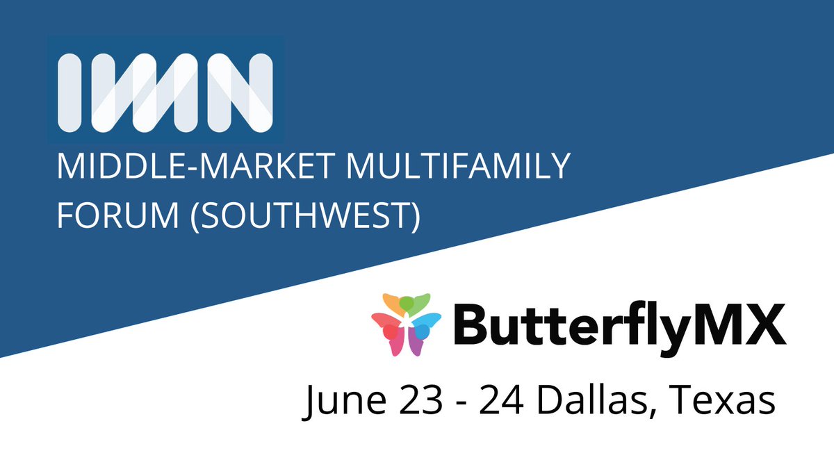 It's going to be an exciting week for our team as they head out to the @IMN_RealEstate Middle-Market Multifamily Forum in Dallas, Texas! Our VP of Sales, Ian Fraser, will be discussing the future of multifamily. See you there! 🦋