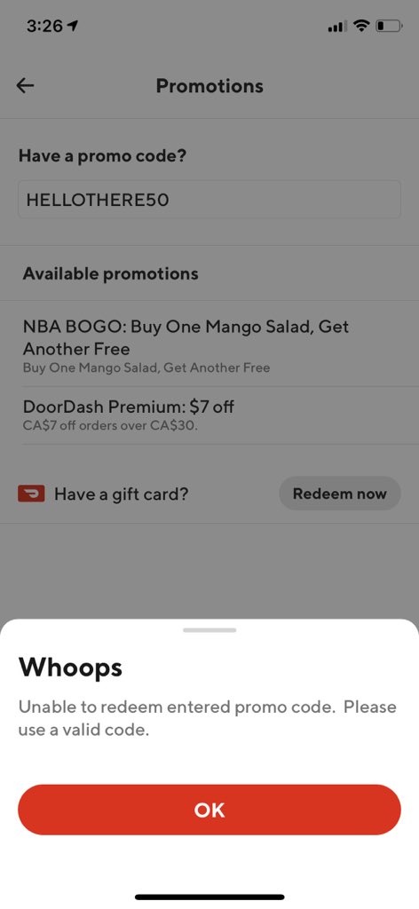 .<a href="/DoorDash/">DoorDash</a> - why do you keep sending me coupon codes that don’t work?
