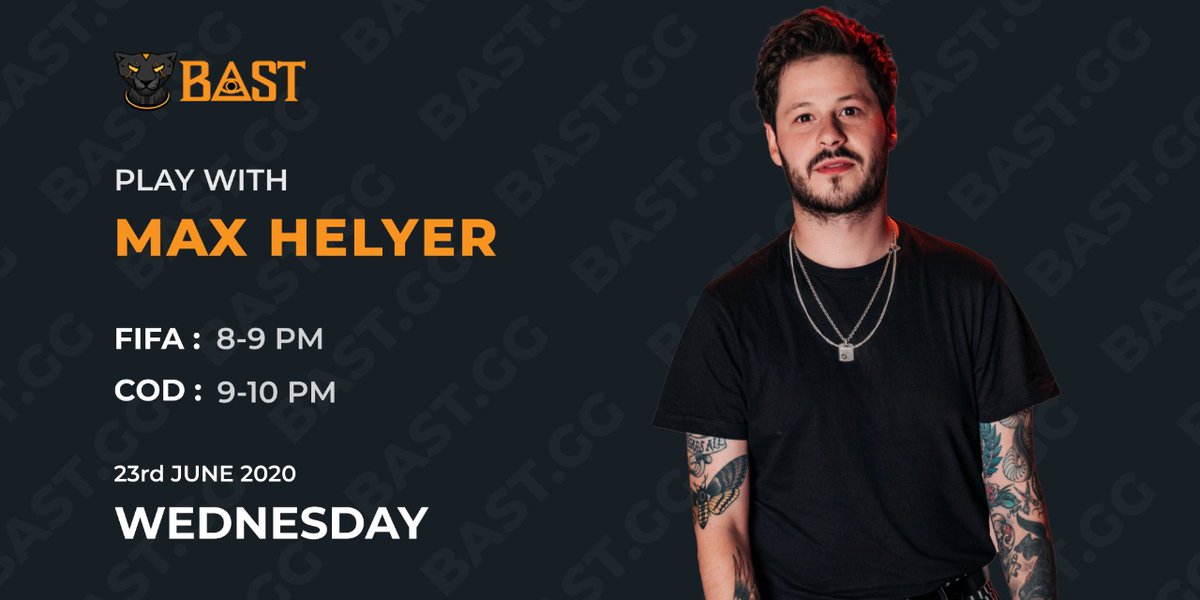 💥 MAX HELYER 💥

Play with <a href="/Maxmeatsix/">Max Helyer</a> this Wednesday 🎮
#COD &amp; #FIFA slots available. 
 
Book now on Bast 👇

🐯 🎮 🔥 l BAST.GG