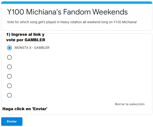 _WeFound7's tweet photo. MONBEBE! 
Votemos por GAMBLER de @OfficialMonstaX en el Y100 Michiana Fandoms Weekends

1- WEB:

🔗 https://t.co/Wa5DJerpaJ

Es UNA vez por cuenta de Google
Cierra Viernes 19hs 🇺🇸 

Mini tutorial: 👇

#MONSTAX #몬스타엑스 https://t.co/V7r8N2VIFS