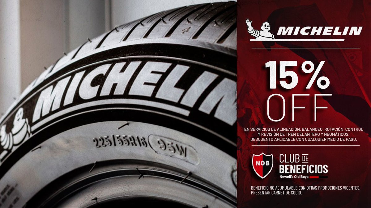 NewellSocios's tweet photo. #ClubDeBeneficios 🛒 Ser socio de #Newells tiene sus beneficios 🔴⚫

🚗 Neumáticos Michelin te ofrece un 15% off con tu compra en locales seleccionados.

🔗 https://t.co/VhxpYK9DL2 https://t.co/JGoO6wiXFZ