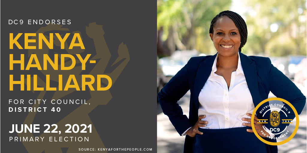 The District Council 9 Political Action Committee is proud to endorse <a href="/Kenya4ThePeople/">Kenya Handy-Hilliard</a> for City Council, District 40! With over 14 years experience in government, Kenya is prepared to be a voice for the people in the City Council, tackling complex problems with real solutions #1U
