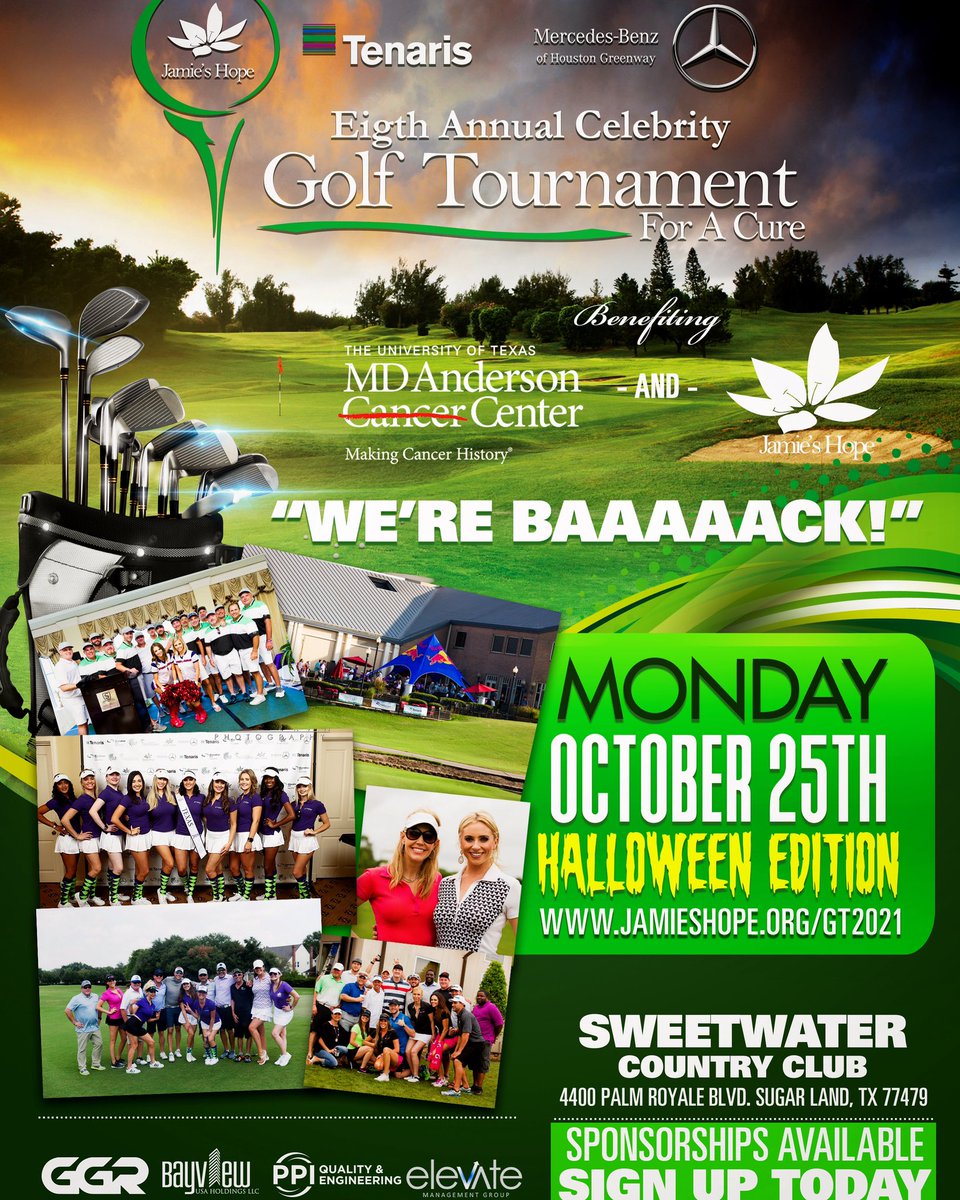 #IYKYK WE’RE BACK w/ a #vengeance!! 💪⛳️ 🎉 

➡️OCT▪️25▪️2021⬅️

Join us for an EPIC EVENT: #HALLOWEEN 🎃EDITION!

🚁🏌️‍♀️🍻🌮🥳👻
#LinkInBio #JamiesHope #CostumeContest #golftournament #golf #houston #endcancer #cancersuck #ElevateTHIS #mdanderson #fundraiser #charity #nonprofit