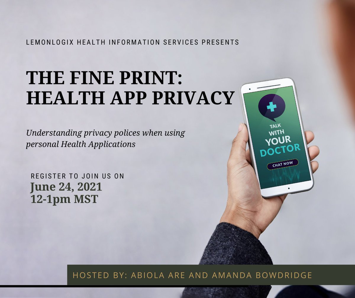Free Learning: The Fine Print: Health App Privacy. 
more info: lnkd.in/gUKs-x9
#digitalhealth #healthcare #medicine #technology #healthinformation #privacy #healthcareprivacy #technologyinhealthcare #canada #healthcareIT 
<a href="/Albertadoctors/">Alberta Medical Association (AMA)</a> <a href="/ABoipc/">Alberta OIPC</a> <a href="/PrivacyPrivee/">OPC</a> <a href="/AlbertaRNs/">College of Registered Nurses of Alberta - CRNA</a>