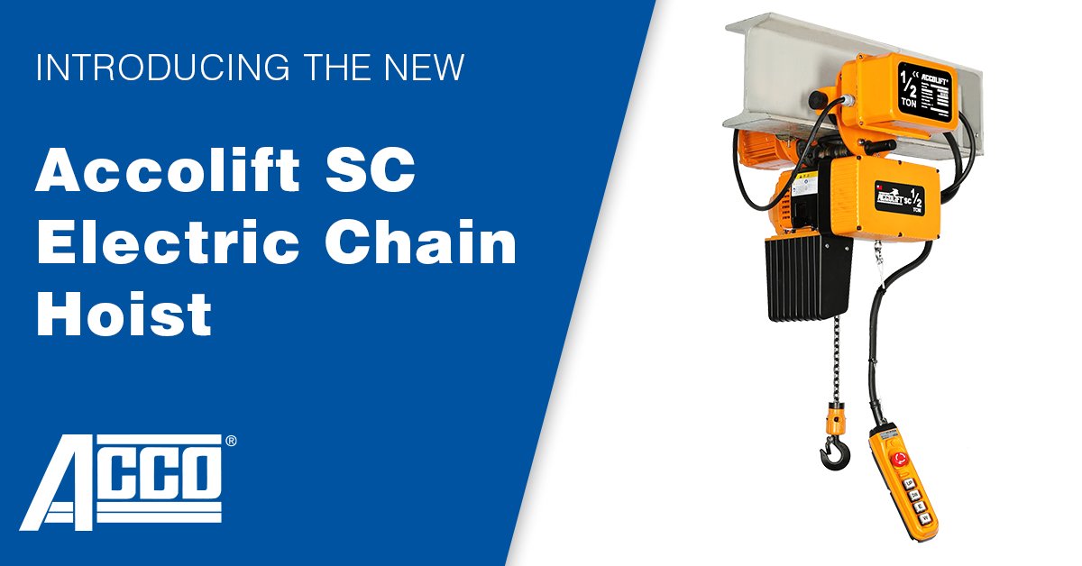 Introducing the new Accolift SC Electric Chain Hoist. The 'stepless control' provides infinitely variable hoist lift speed for improved safety and control. Watch video: vimeo.com/564729256

#accomhs #hoists #lifting