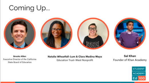 ed100_'s tweet photo. Students awaiting an amazing line-up of speakers heading into this afternoon with Ed100 Academy 2021! @brooksmallen @SBECalifornia @EdTrustWest @salkhanacademy @nataliewheatlum #ed100ca https://t.co/aJqRfVBzyT