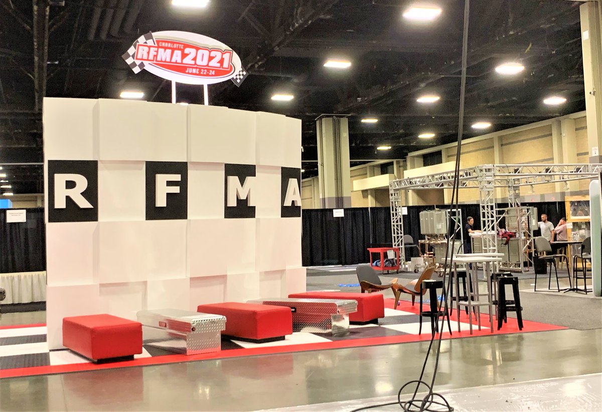 AGSExpoServices's tweet photo. It's move-in day at RFMA 2021! 🏁🚗💨 Opening is tomorrow, June 22-24. #RFMA2021 @RFMA @Charlottgotalot https://t.co/T21ze186bH