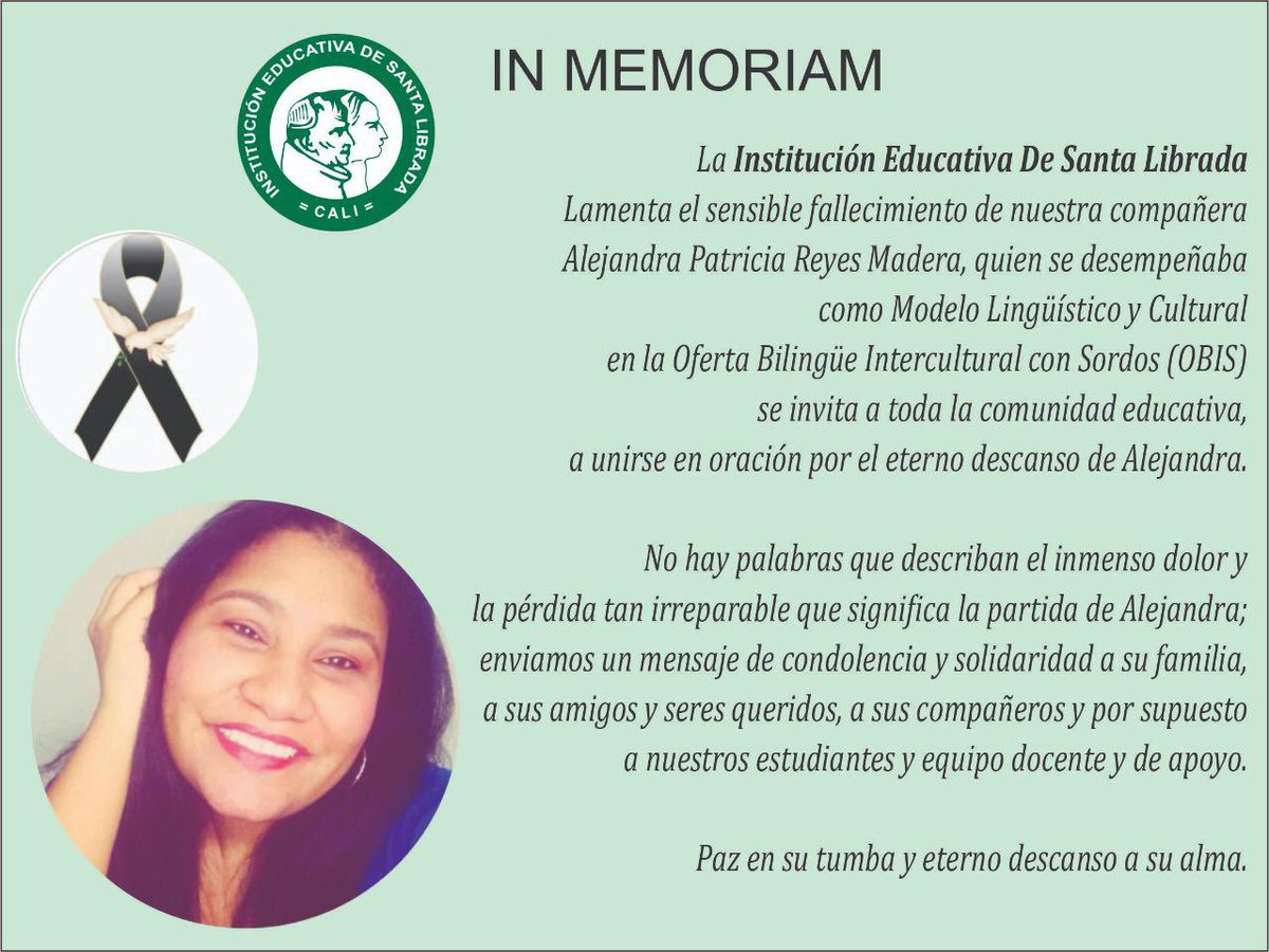Se nos fue Alejandra  Reyes😢. No hay palabras que describan esta tristeza. Por siempre estarás en nuestra memoria, en nuestros corazones. Intensamente agradecidos por tu aporte a la comunidad sorda. youtu.be/71WsiKDbmrM