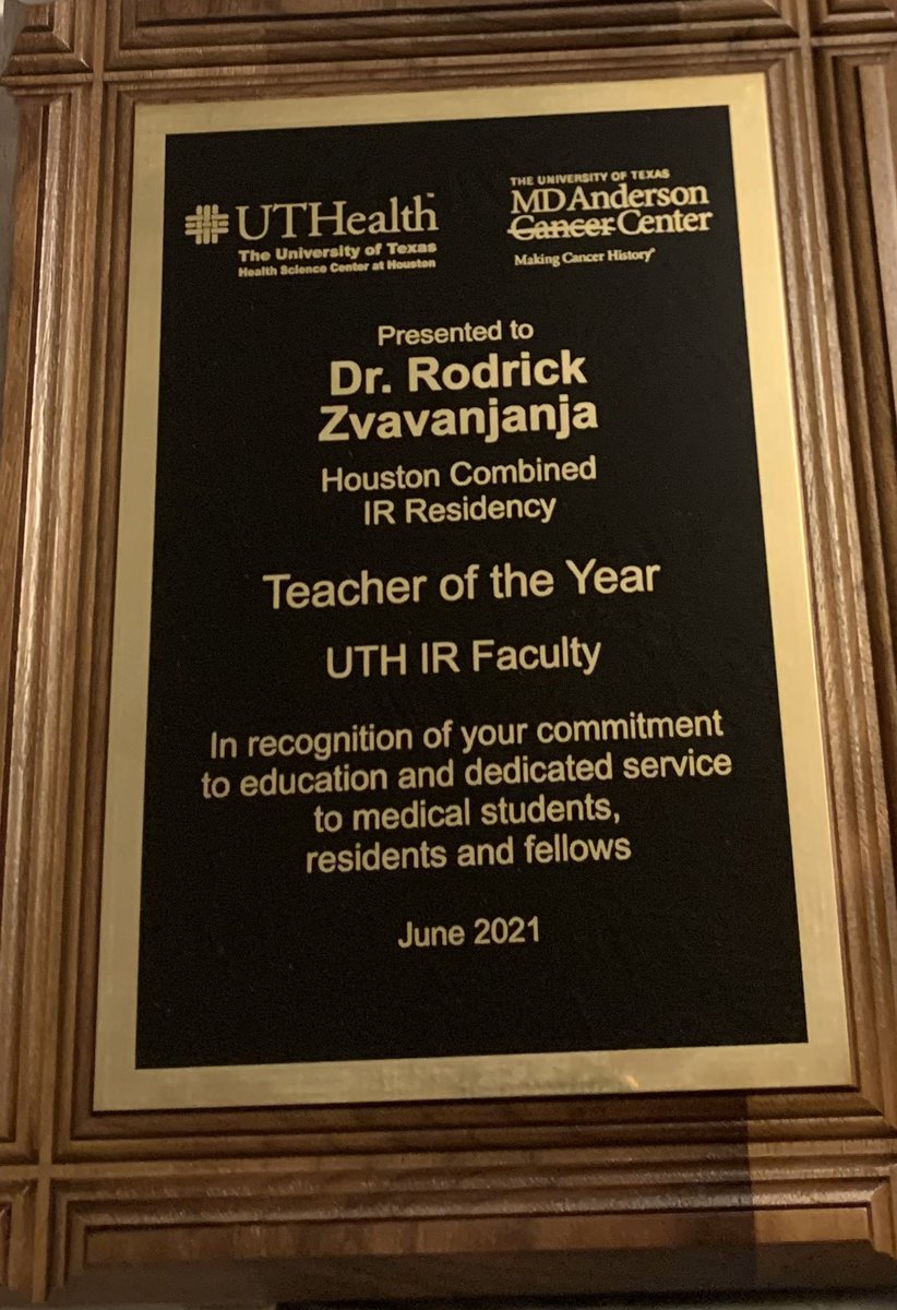 Rodrick Zvavanjanja (@rodzvavanjanja) on Twitter photo Humbled and honoured to be a recipient of this award courtesy of class of 2021 #IRAD trainees. Congrats to our IR class of 2021 - let’s go out there and take care of #patients <a href="/JBuckleyMD/">Jennifer R Buckley, MD MBA</a> <a href="/UTHouston_IR/">UT Houston_IR</a> <a href="/ahmed_kamel_ir/">Ahmed Kamel MD, PhD, FSIR</a> <a href="/UTHradiology/">UTHealth Houston Radiology</a> <a href="/jdkubanMD/">Josh Kuban</a> <a href="/SIRRFS/">SIR RFS</a> <a href="/SIRspecialists/">Society of Interventional Radiology</a> <a href="/HCIRad/">Houston Combined IR Residency</a> Humbled and honoured to be a recipient of this award courtesy of class of 2021 #IRAD trainees. Congrats to our IR class of 2021 - let’s go out there and take care of #patients <a href="/JBuckleyMD/">Jennifer R Buckley, MD MBA</a> <a href="/UTHouston_IR/">UT Houston_IR</a> <a href="/ahmed_kamel_ir/">Ahmed Kamel MD, PhD, FSIR</a> <a href="/UTHradiology/">UTHealth Houston Radiology</a> <a href="/jdkubanMD/">Josh Kuban</a> <a href="/SIRRFS/">SIR RFS</a> <a href="/SIRspecialists/">Society of Interventional Radiology</a> <a href="/HCIRad/">Houston Combined IR Residency</a>