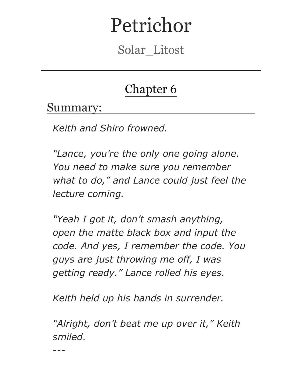 StargazerFiles's tweet photo. NEW CHAPTER UP NOW โค๏ธโค๏ธโค๏ธ #klance #shance #shklance #lancemcclain #takashishirogane #keithkogane #langst #vld #vldfanfic #vldfandom https://t.co/in65fuPE63