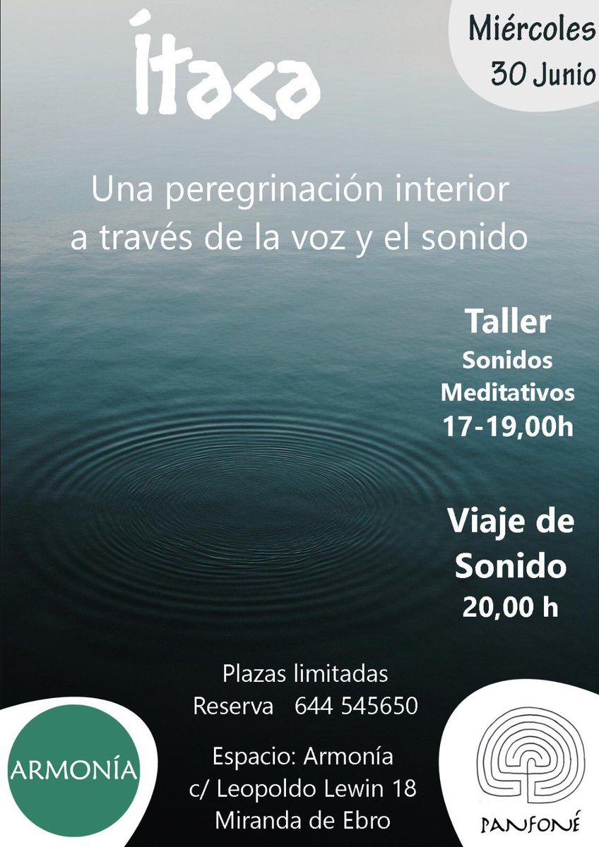 SOYMUSIKA's tweet photo. Miércoles 30 de Junio. Taller de sonidos meditativos (17-19 h.) y Viaje de sonidos (20:00 h.) https://t.co/ooLyFHxRhB https://t.co/5z8qnPQeeC