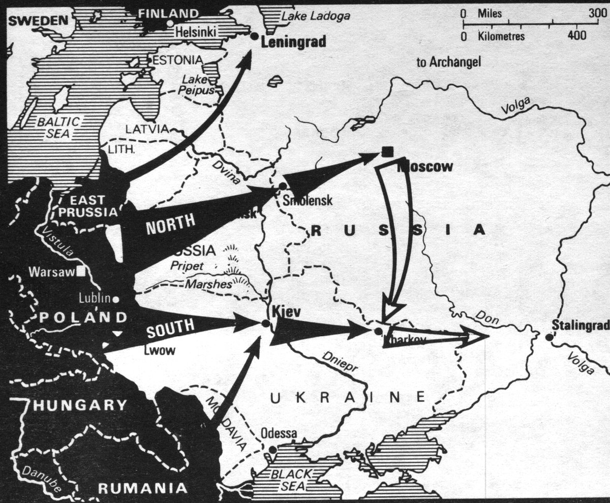 План нападения гитлеровской германии на ссср. Карта 2 мировой войны план Барбаросса. Карта плана Барбаросса 1941.