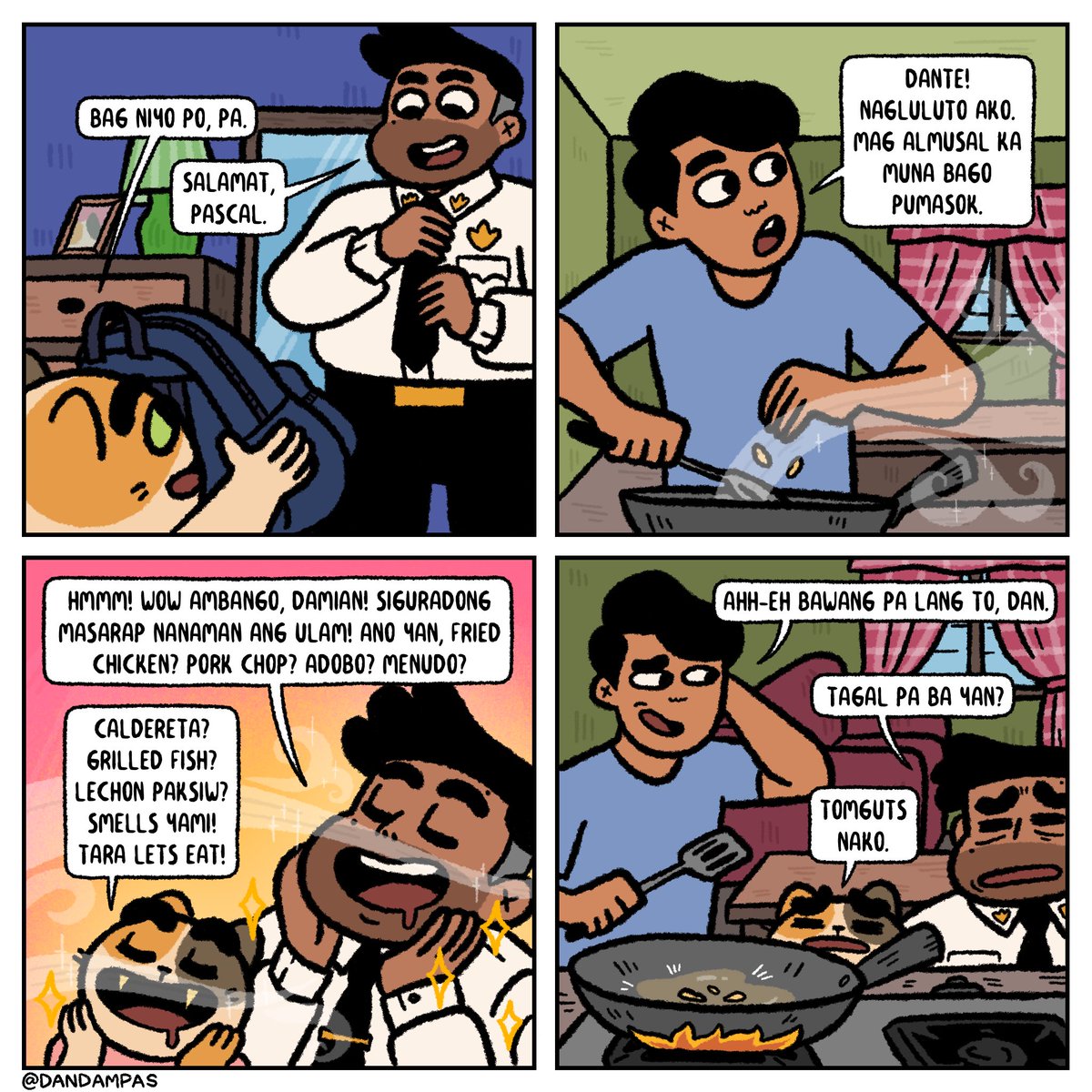 Ano ulam niyo today? 😅

Redraw of the very first ep of dandampas to celebrate our 2 yr anniv 💛 we've come so far and it's all thanks to you guys! Maraming salamat sa inyong suporta 💛😊#dandampas1 #dandampascomics 
