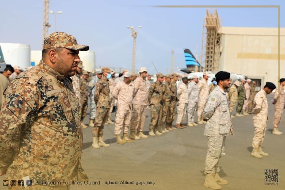 PFGuard_Libya's tweet photo. أقيم صباح اليوم الاثنين الموافق 21 يونيو ، بتعليمات من رئيس جهاز حرس المنشآت النفطية العميد/ علي امحمد الديب الجمع الشهري لوحدة حماية مستودع معيتيقة النفطي، وقد حضر الجمع امر فرع طرابلس العميد/ خالد الطيب، ومساعد امر الفرع، وامر الوحدة، بالإضافة لعدد من الضباط وضباط الصف بالفرع، https://t.co/1ur3q4CyzZ