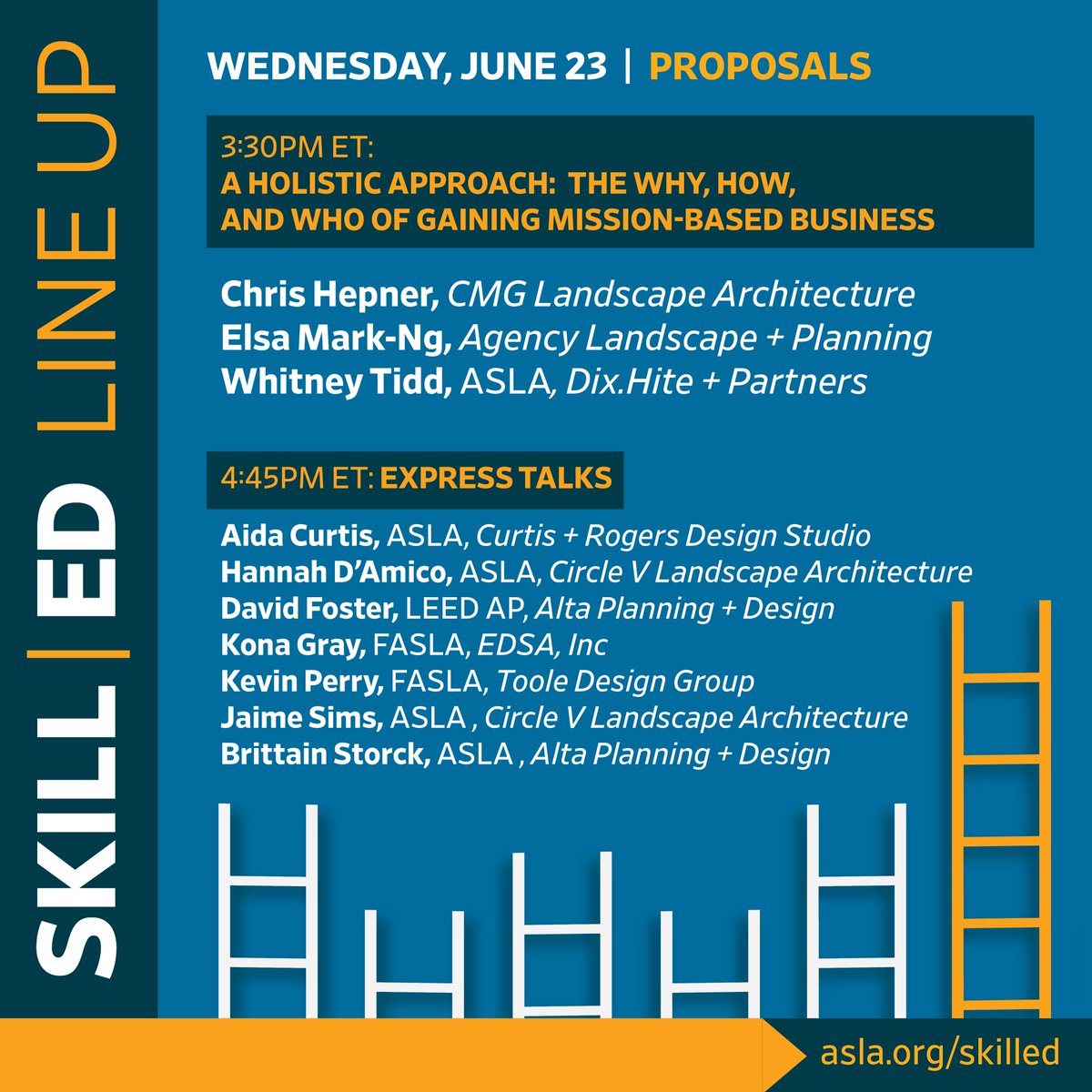 NationalASLA's tweet photo. ASLA’s first-ever SKILL | ED starts tomorrow! Discover fresh approaches to attract new clients, create winning proposals, & generate new practice models all in 1 virtual learning studio, 6/22-6/24. Register ASAP to access this educational experience live: https://t.co/zHIeXjOWOe https://t.co/15WjsrB8lL