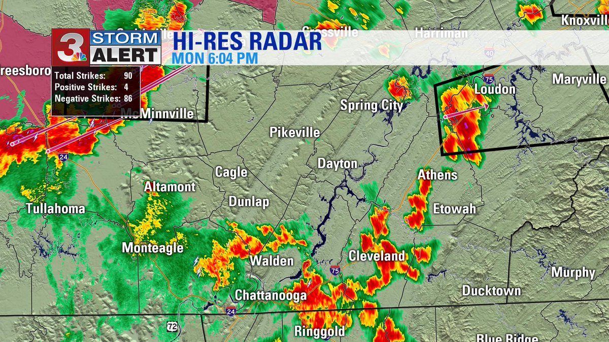A Storm Warning is in effect for extreme NE McMinn and North Monroe county until 6:45 pm EDT. Expect 60 mph wind gusts and penny size hail!  Paul Barys