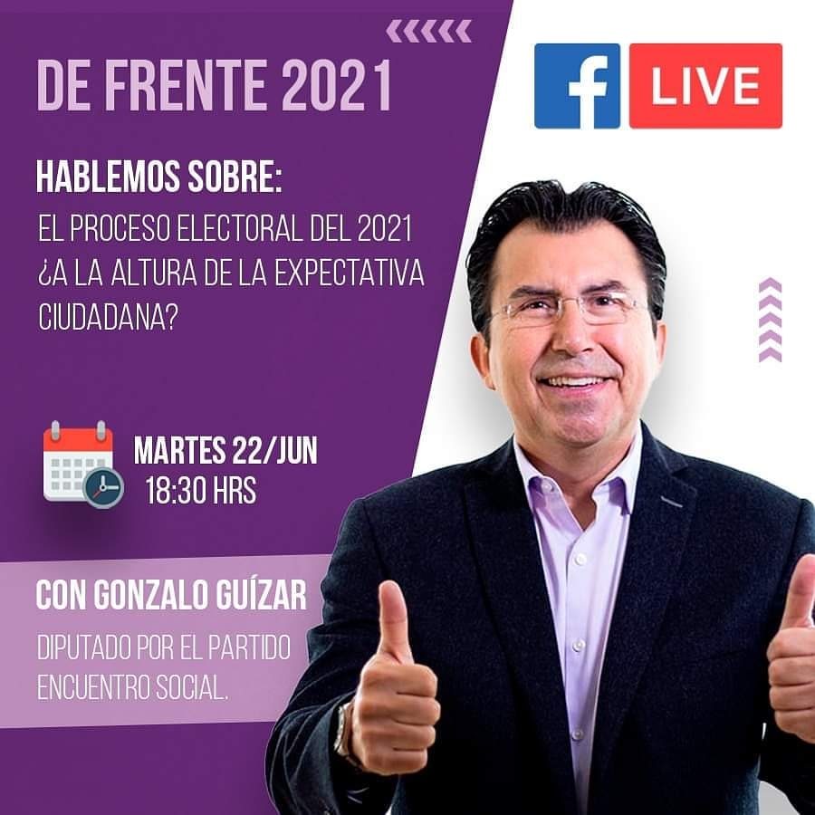 𝗗𝗘 𝗙𝗥𝗘𝗡𝗧𝗘 𝗖𝗢𝗡 𝗚𝗢𝗡𝗭𝗔𝗟𝗢 𝗚𝗨𝗜𝗭𝗔𝗥

Amigas y amigos, recuerden que mañana tendremos una nueva transmisión de nuestro programa semanal 𝗗𝗘 𝗙𝗥𝗘𝗡𝗧𝗘.
<a href="/gguizarv/">Gonzalo Guizar Valladares</a>
📆 Martes, 22 de Junio
⏰ 18:30 horas.

#GonzaloGuizar #DeFrente