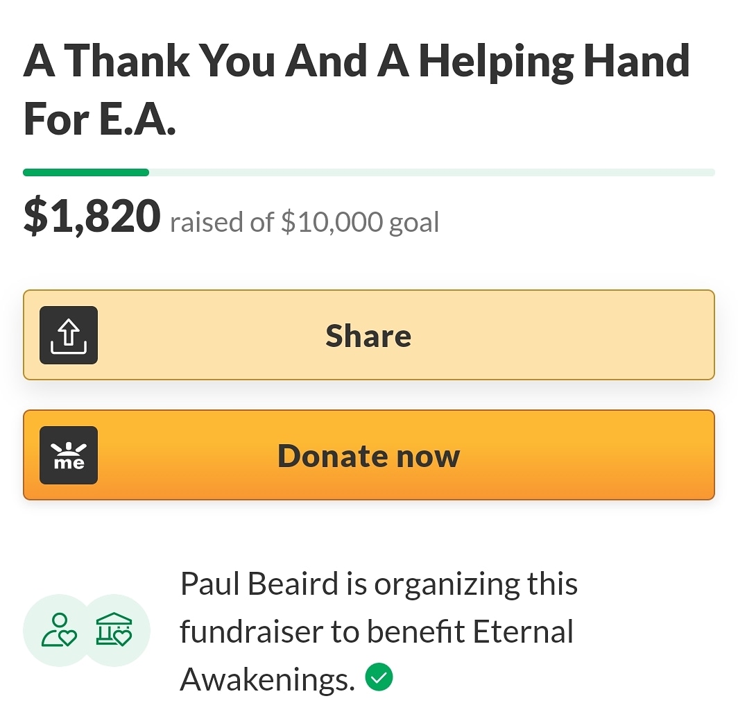PBeairdDesign's tweet image. Slowly but surely... give if you can, any amount is a blessing. Prayers even more valuable #give #giving #nonprofit 

Giving Link: gofund.me/2dbe7143
