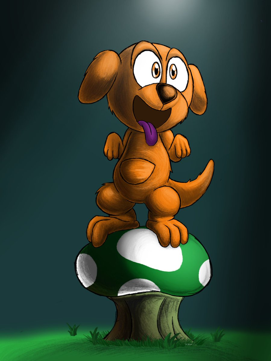Yojama8's tweet photo. Kangaroo puppy on a mushroom https://t.co/4HOPLR6bvN