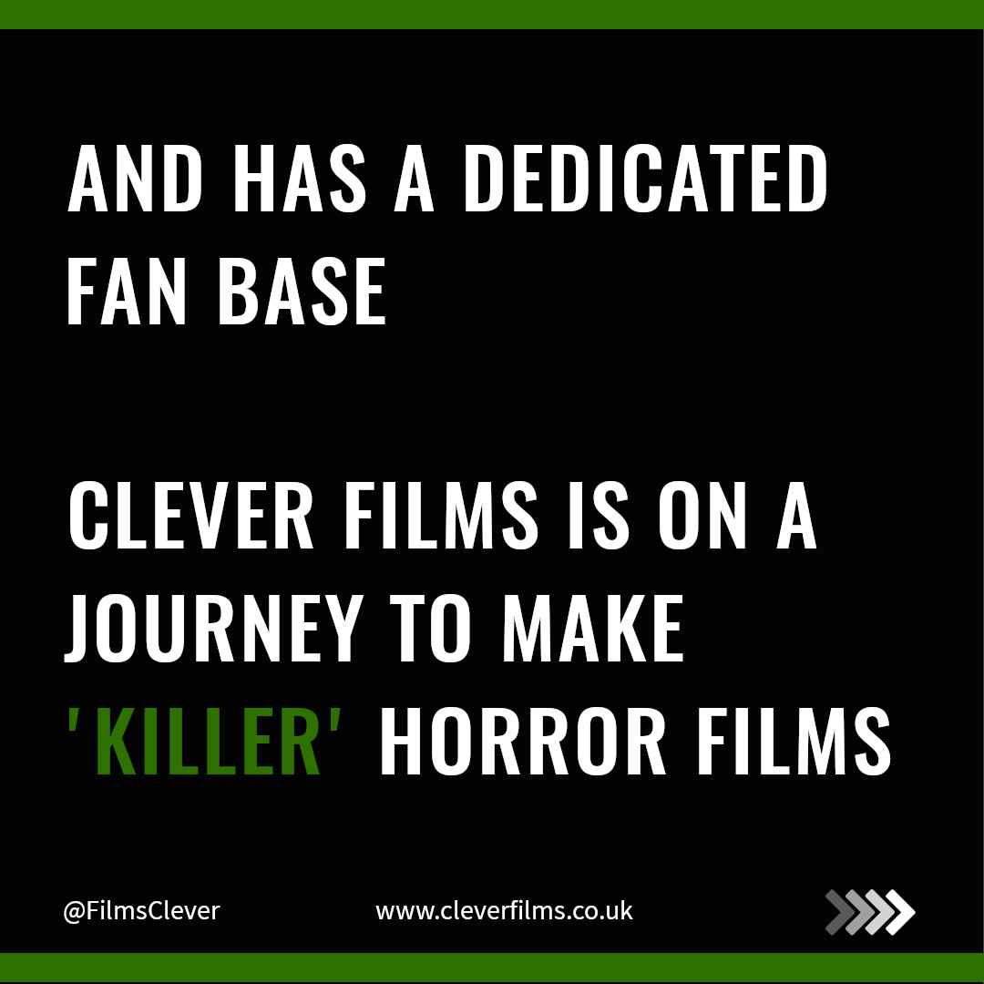 FilmsClever's tweet photo. Clever Films is on a journey to make 'killer' horror films!

#Horror #HorrorFilms https://t.co/rQKr4tKjwV
