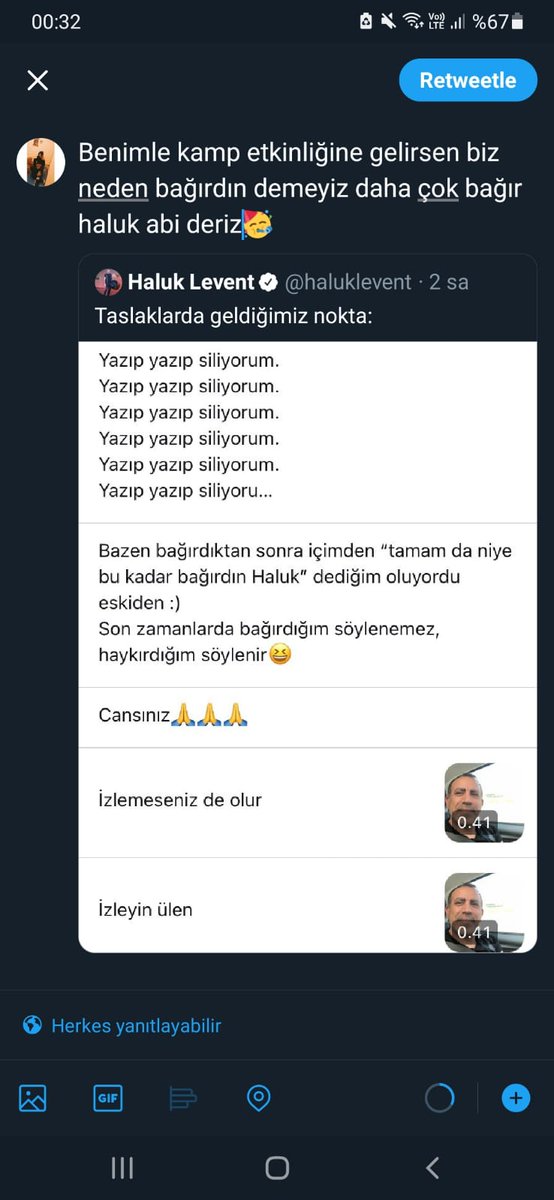 <a href="/HalimeButun/">HALİME Bütün</a> <a href="/haluklevent/">Haluk Levent ( Ahbap Ekibi )</a> <a href="/haluklevent/">Haluk Levent ( Ahbap Ekibi )</a> Bizimle kampa gelirseniz hep birlikte bagırırız 😊🤩